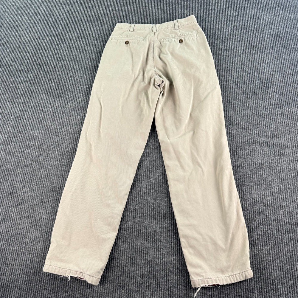LL Bean Pants Men 30x32 Beige Fleece Lined Khaki Distressed Workwear Nat - Picture 4 of 14